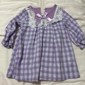 Baby Purple and White Checkered Long Sleeve Dress 3-6 Months (68)